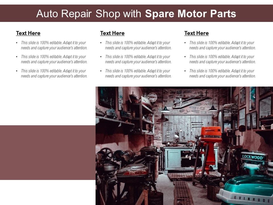 Auto Repair Shop With Spare Motor Parts | Presentation Graphics ...