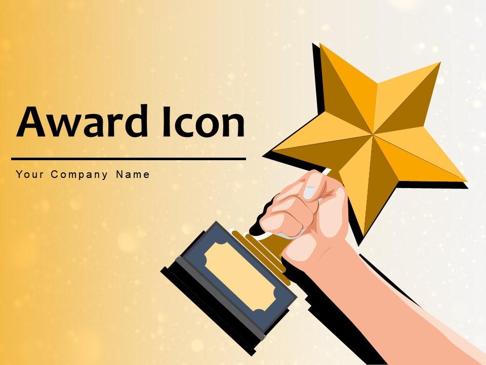 Award Icon Trophy Displaying Wearing Medal Shield Petals Winning Slide01