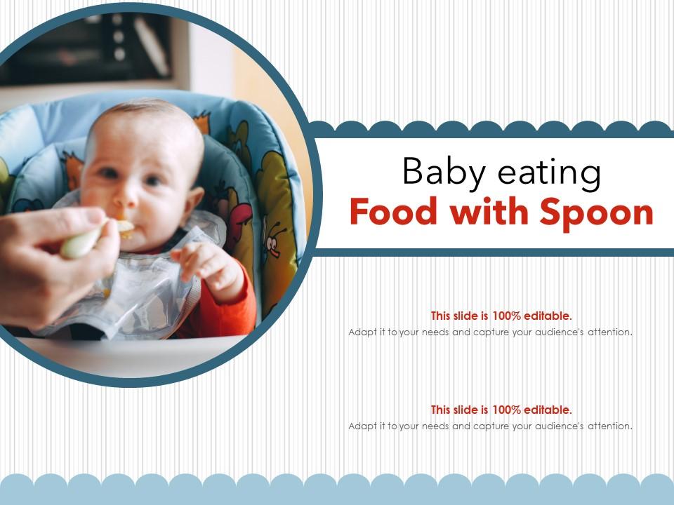 Baby eating food with spoon Slide01
