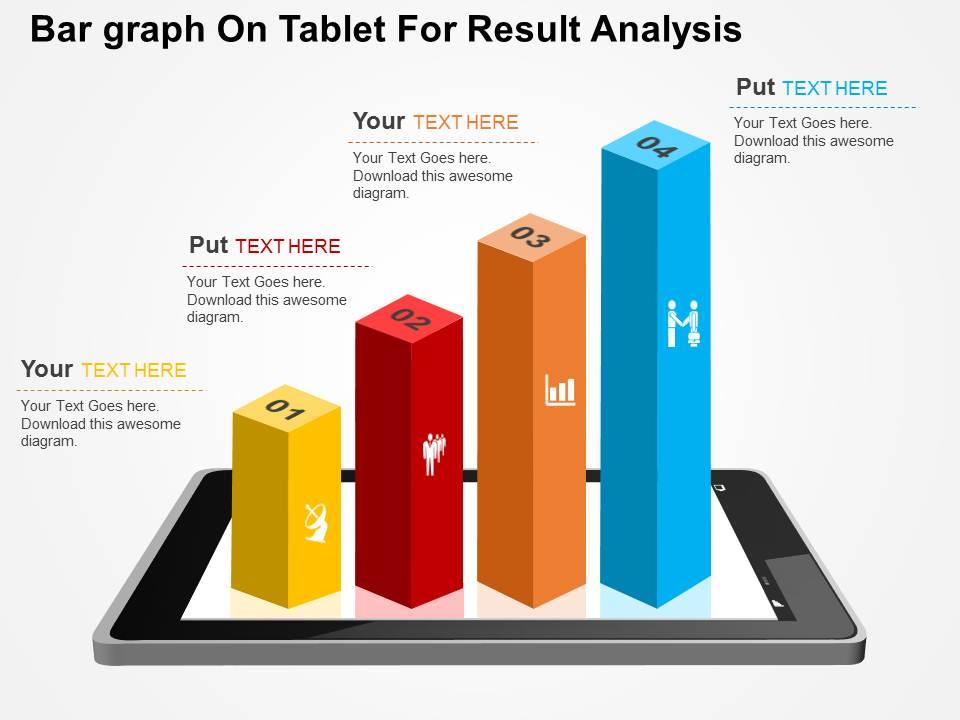 Bar graph on tablet for result analysis flat powerpoint design Slide01