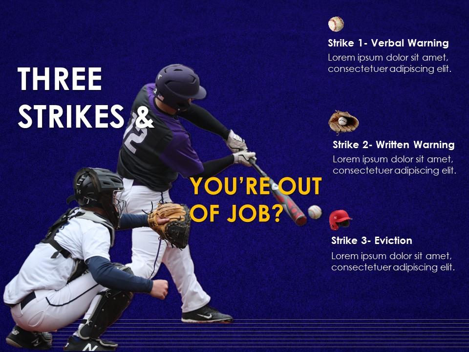 Baseball rules three strikes employee management work warnings Slide01