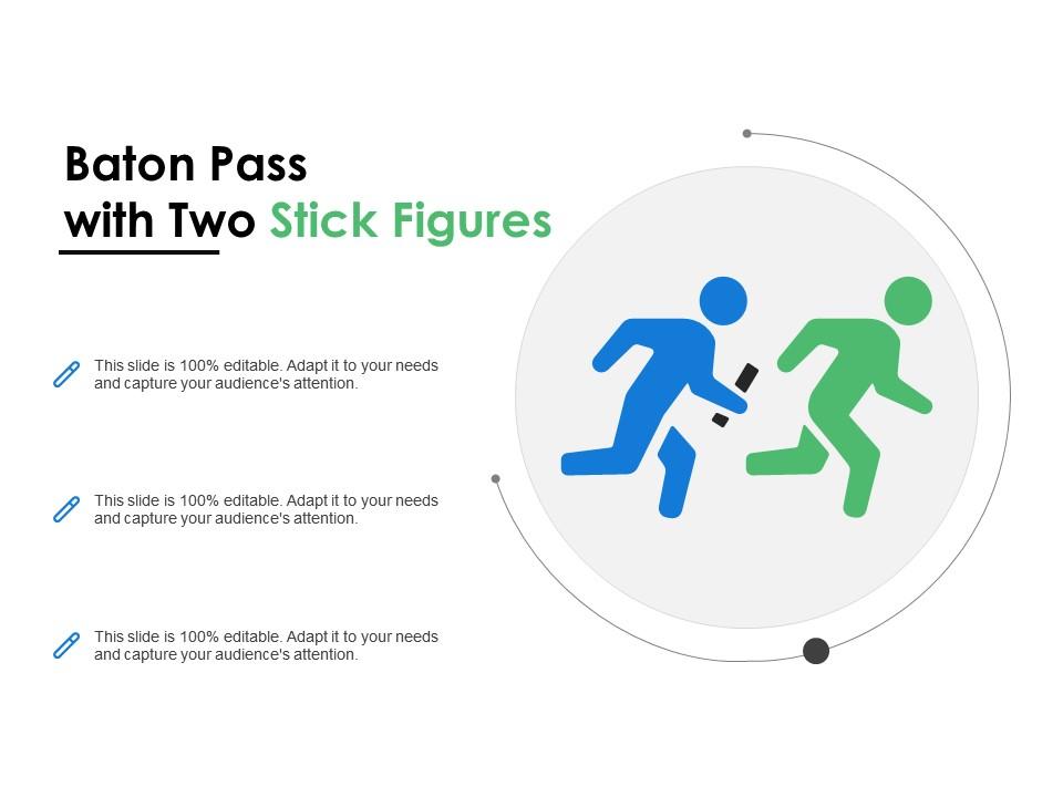 Baton Pass With Two Stick Figures PowerPoint Presentation Templates
