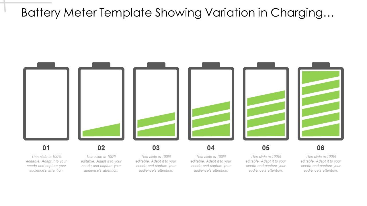 Battery meter template showing variation in charging levels Slide01