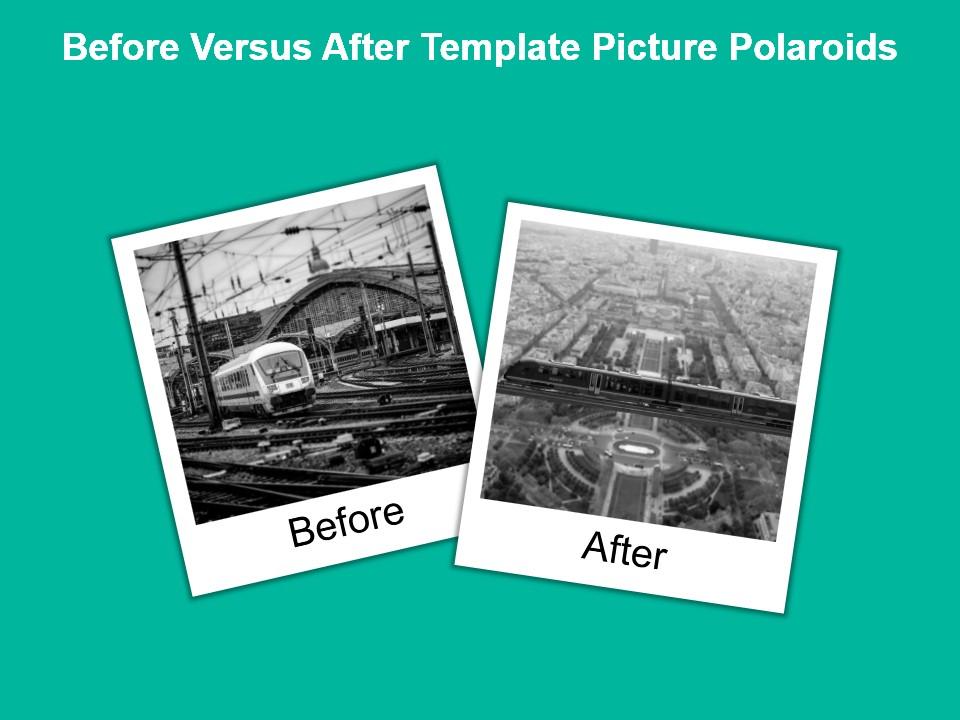 Before versus after template picture polaroids powerpoint presentation Slide01