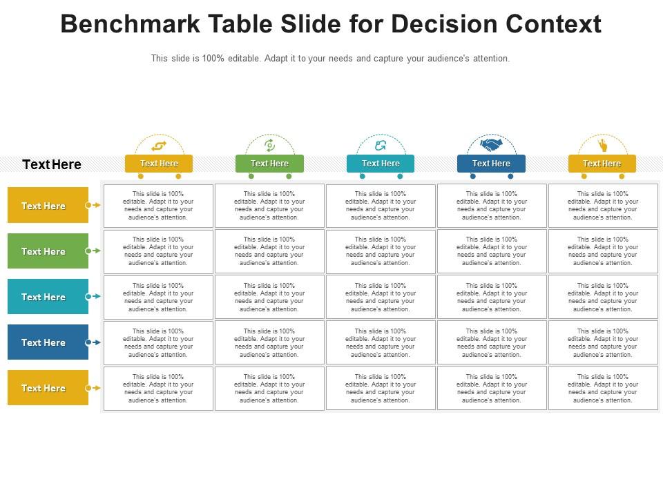 Benchmark table chart for decision context infographic template Slide01