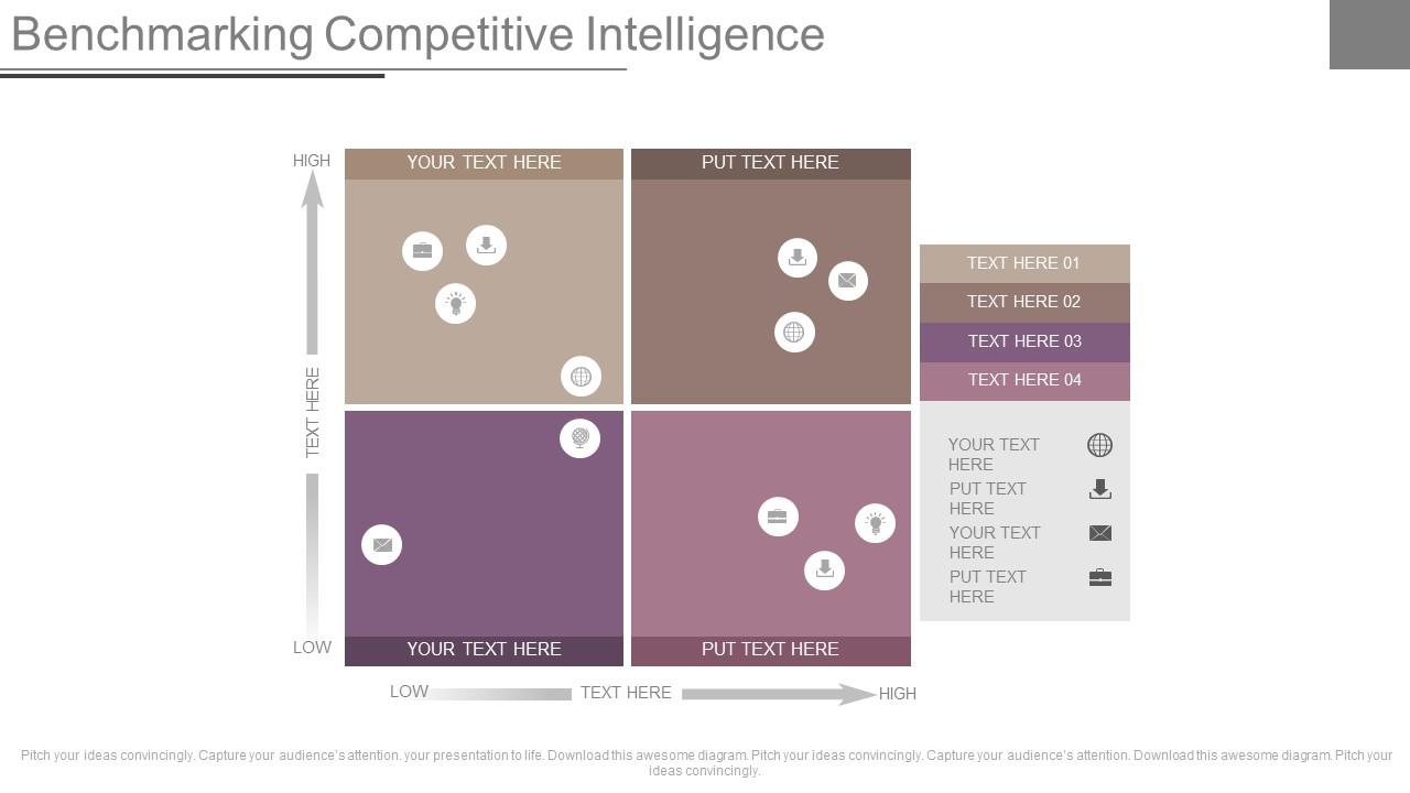 Benchmarking competitive intelligence ppt slides Slide01