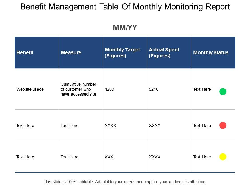 benefit_management_table_of_monthly_monitoring_report_Slide01