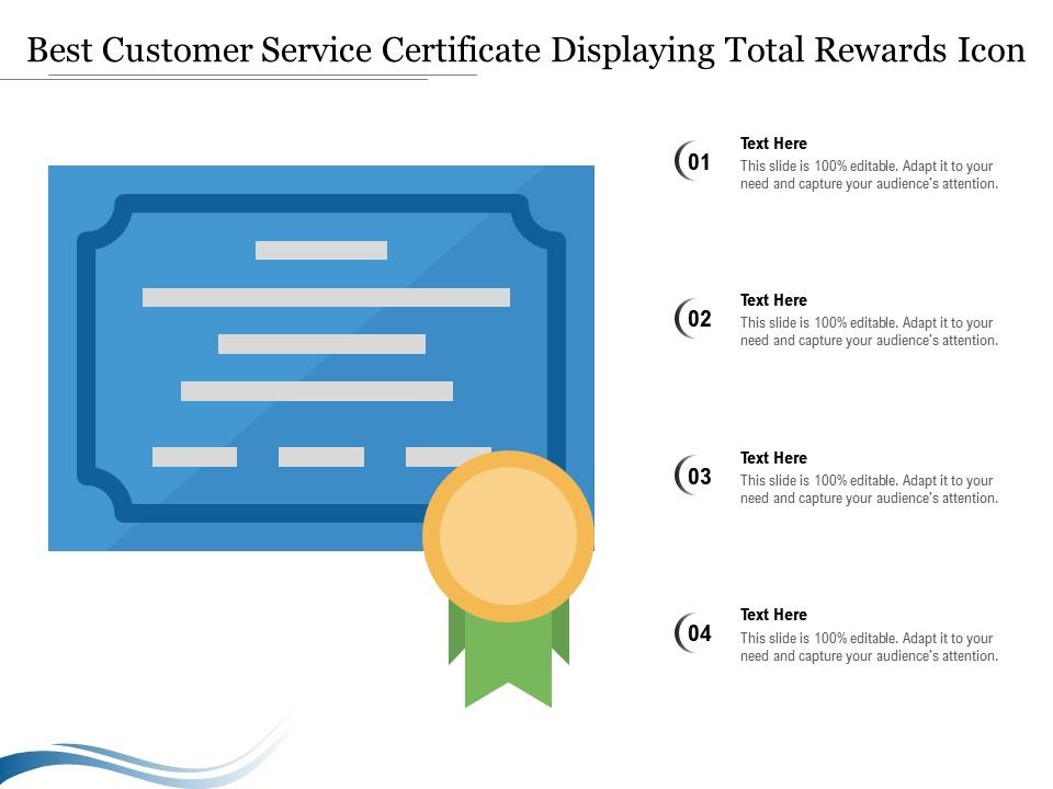 Best customer service certificate displaying total rewards icon