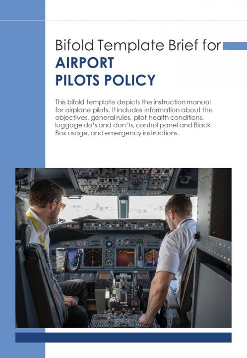 Bi fold brief for airport pilots policy document report pdf ppt template Slide01