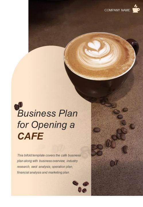 Bi fold business plan for opening a cafe document report pdf ppt template one pager Slide01