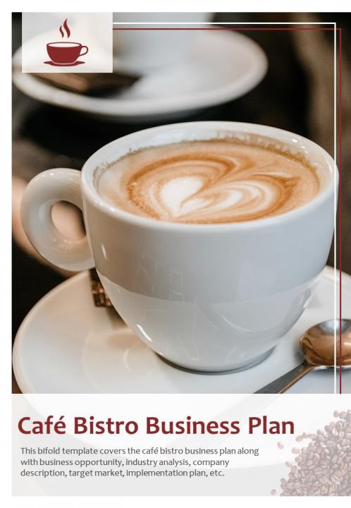 Bi fold cafe bistro business plan document report pdf ppt template one pager Slide01