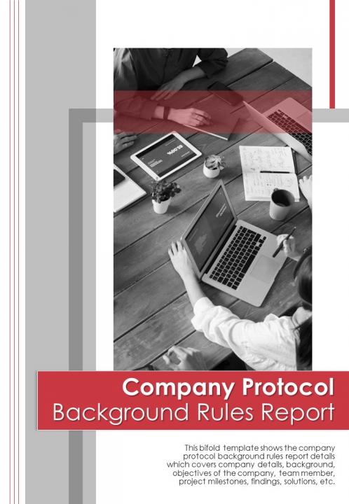 Bi fold company protocol background rules document report pdf ppt template Slide01