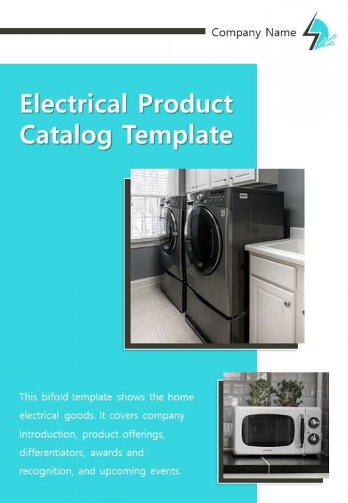 Bi fold electrical product catalog document report pdf ppt template Slide01