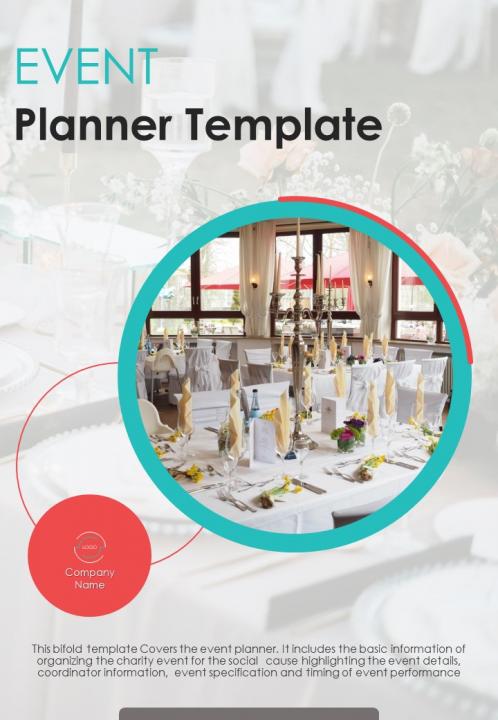 Bi fold event planner document report pdf ppt template Slide01