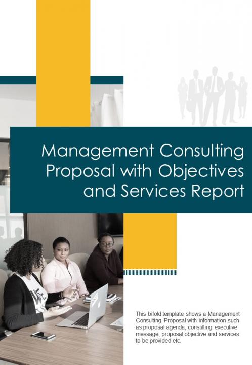 Bi fold management consulting proposal with objectives and services report document pdf ppt template one pager Slide01