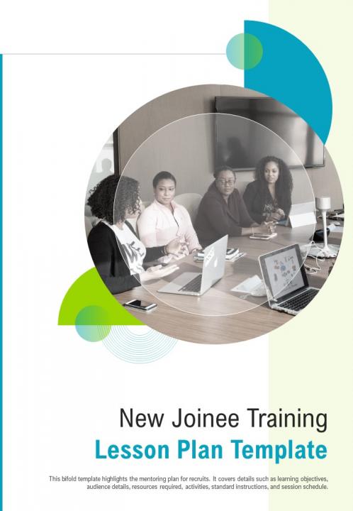 Bi fold new joinee training lesson plan template document report pdf ppt one pager Slide01