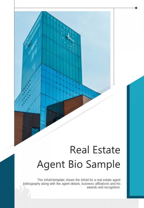 Bi fold real estate agent bio sample document report pdf ppt template one pager Slide01