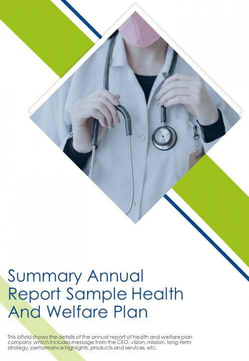 Bi fold summary annual sample health and welfare plan document report pdf ppt template Slide01