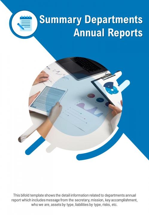 Bi Fold Summary Departments Annual Document Report PDF PPT Template