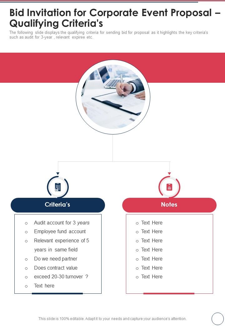 Bid Invitation For Corporate Event Proposal Qualifying Criterias One