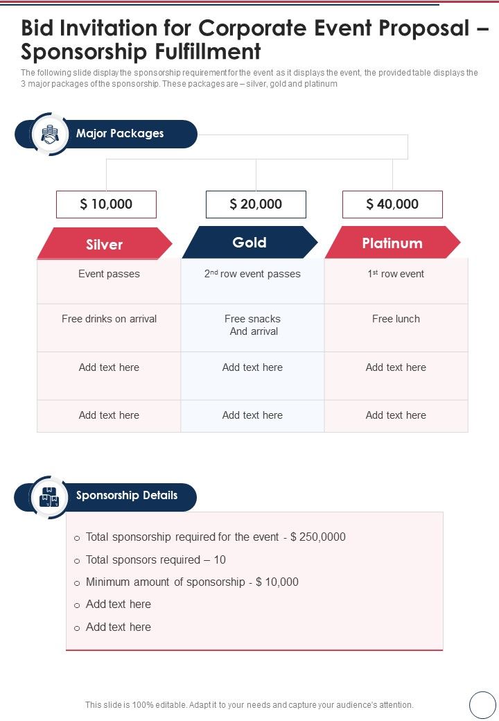 Bid Invitation For Corporate Event Proposal Sponsorship Fulfillment One
