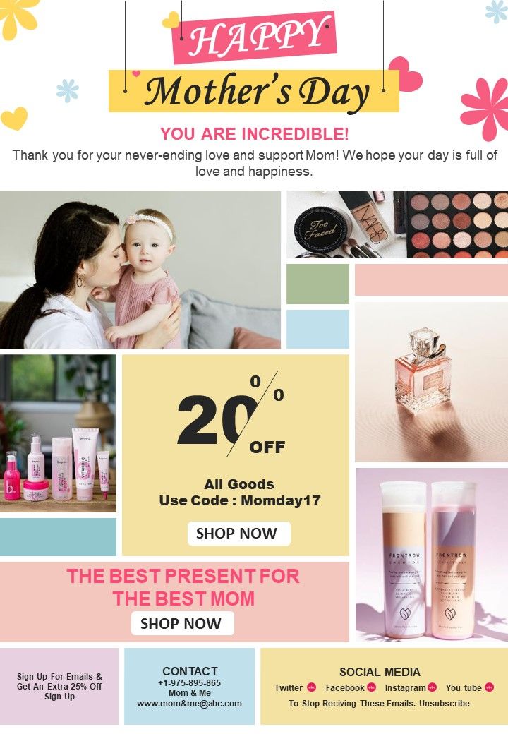 Bifold One Page Mothers Day Email Newsletter Presentation Report