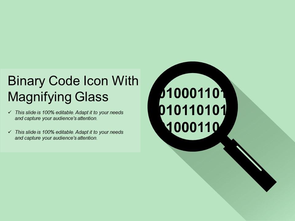 Binary Code Icon With Magnifying Glass | PowerPoint Templates ...