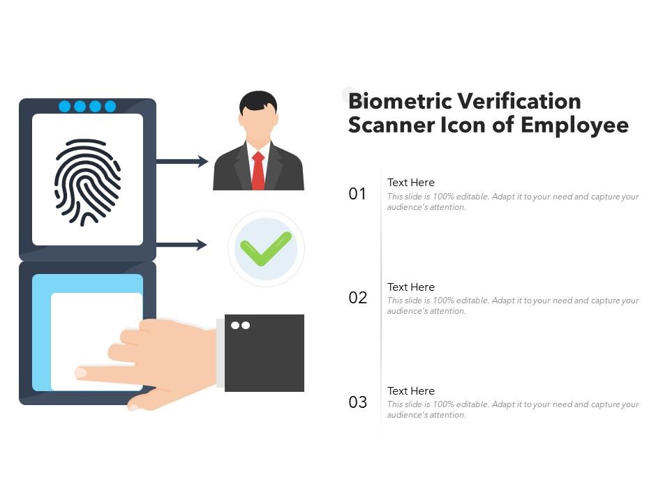 Biometric Verification Scanner Icon Of Employee Presentation Graphics