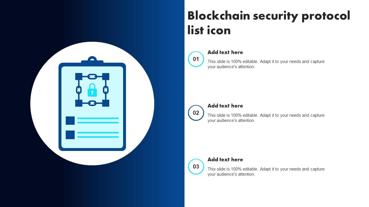 Blockchain Security Protocol List Icon PPT Presentation