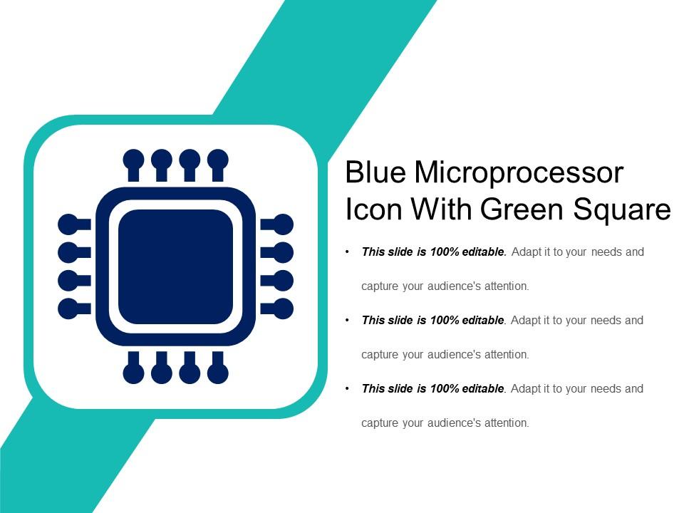 Blue microprocessor icon with green square Slide01