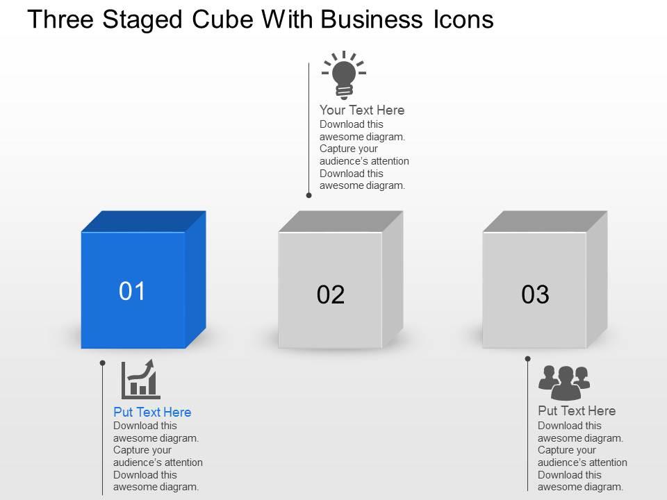 Bo Three Staged Cube With Business Icons Powerpoint Template ...
