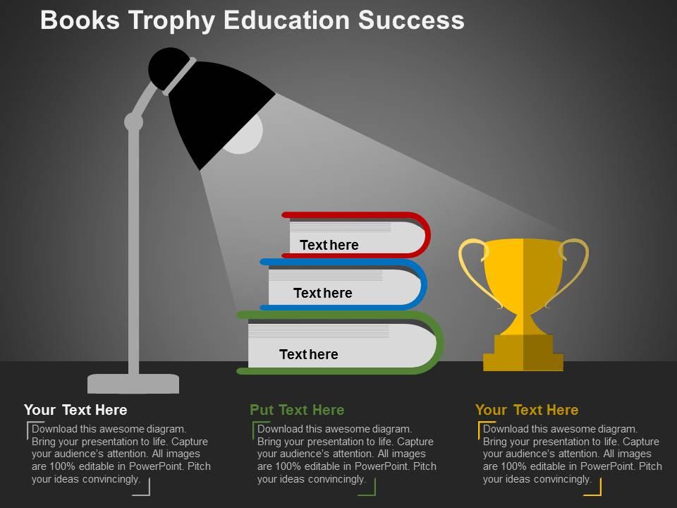 Books trophy education success flat powerpoint design Slide00