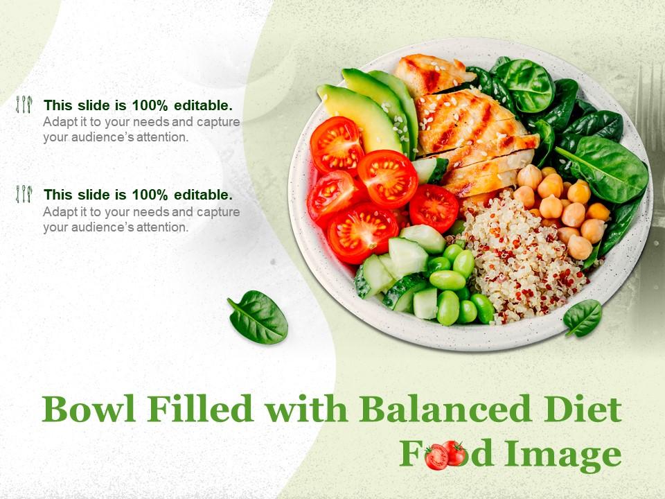 Bowl filled with balanced diet food image Slide01