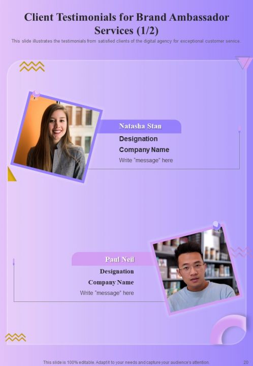 Brand Ambassador Proposal Template Report Sample Example Document PPT