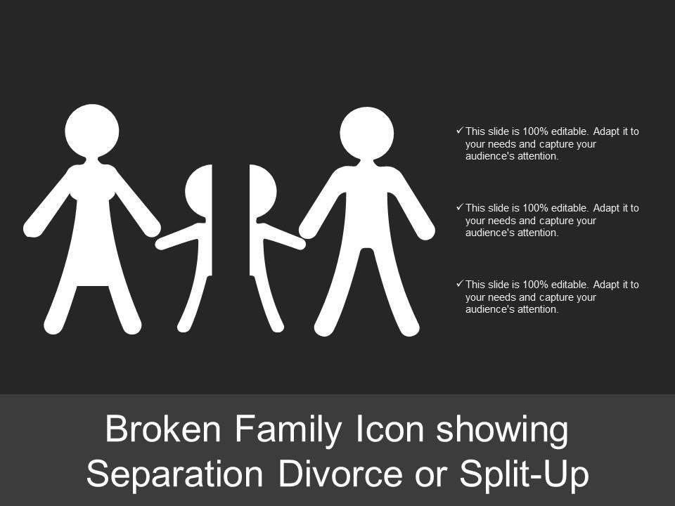 Broken family icon showing separation divorce or split up Slide00