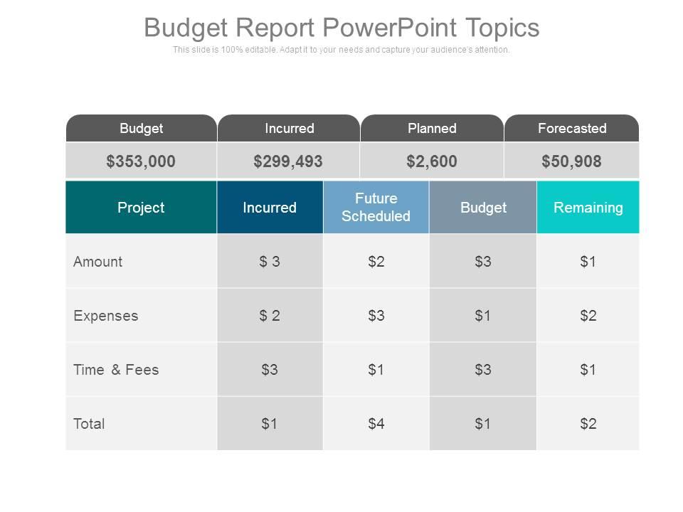 Budget report powerpoint topics Slide01