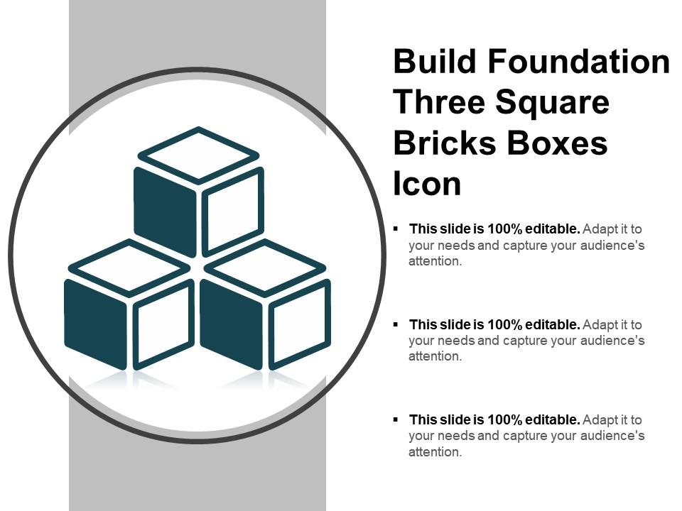 Build foundation three square bricks boxes icon Slide01