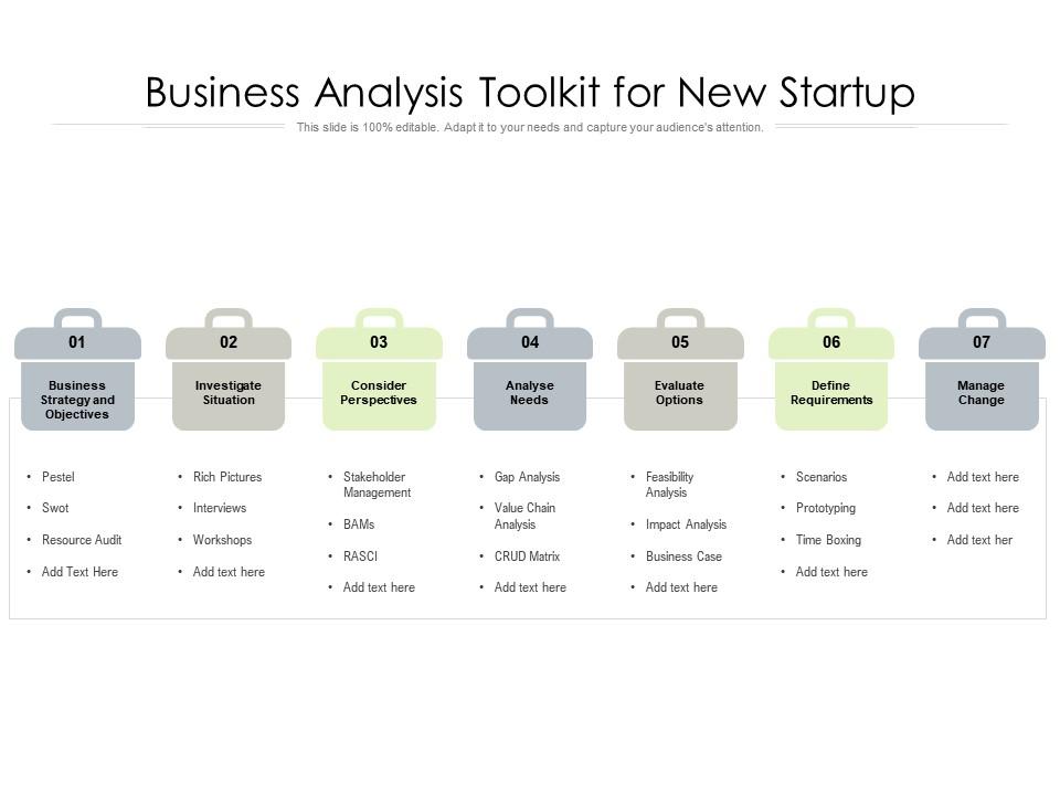Business analysis toolkit for new startup Slide01