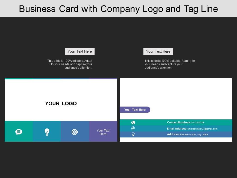 Business card with company logo email address and contact number Slide00