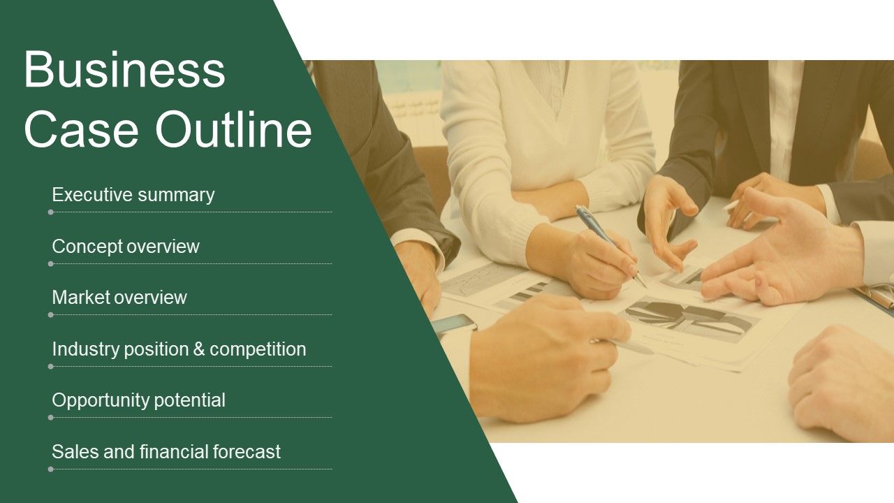 Business case outline presentation powerpoint example Slide00