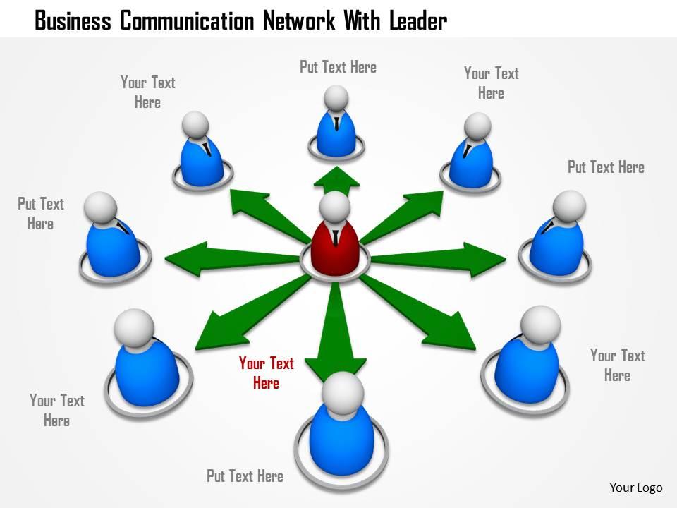 Business communication network with leader image graphics for powerpoint Slide01