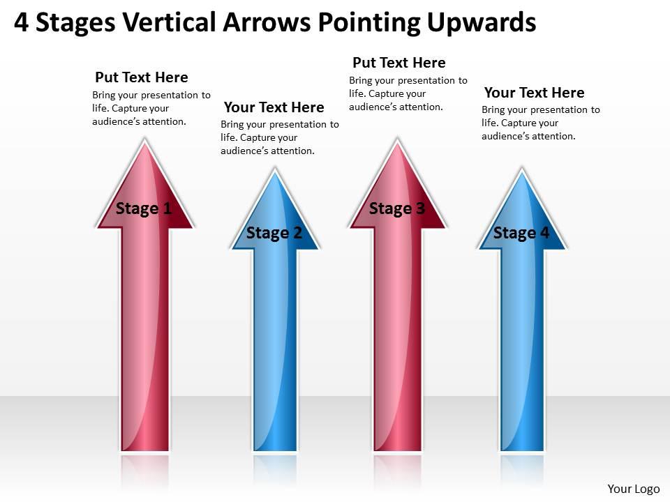 Business diagrams templates 4 stages vertical arrows pointing upwards powerpoint Slide01