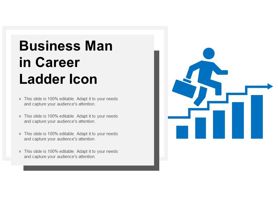Business man in career ladder icon Slide01