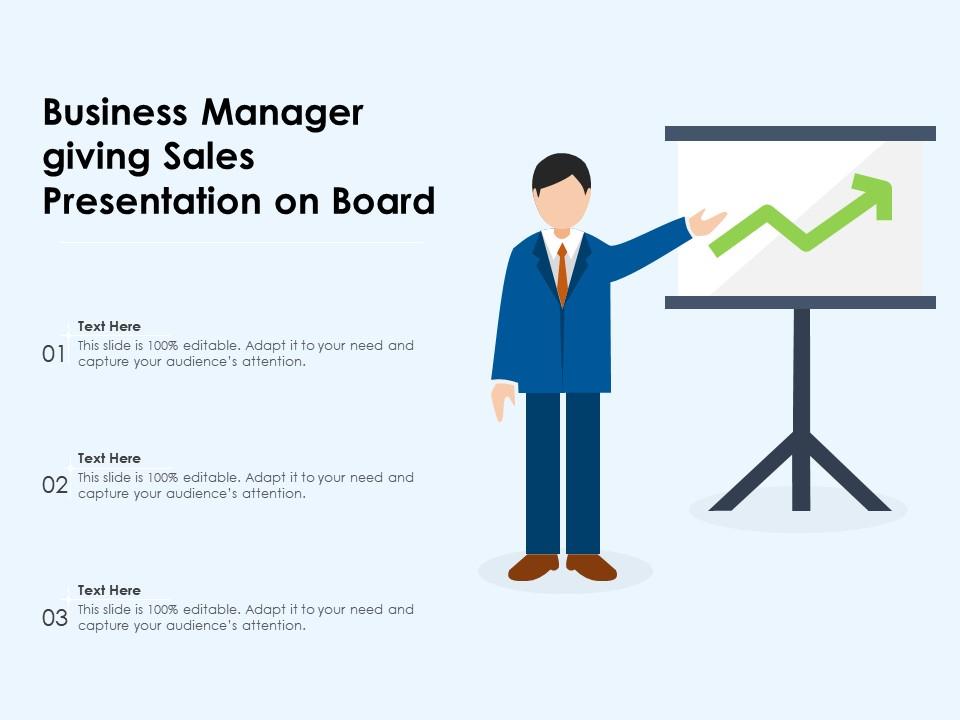 Business Manager Giving Sales Presentation On Board Presentation
