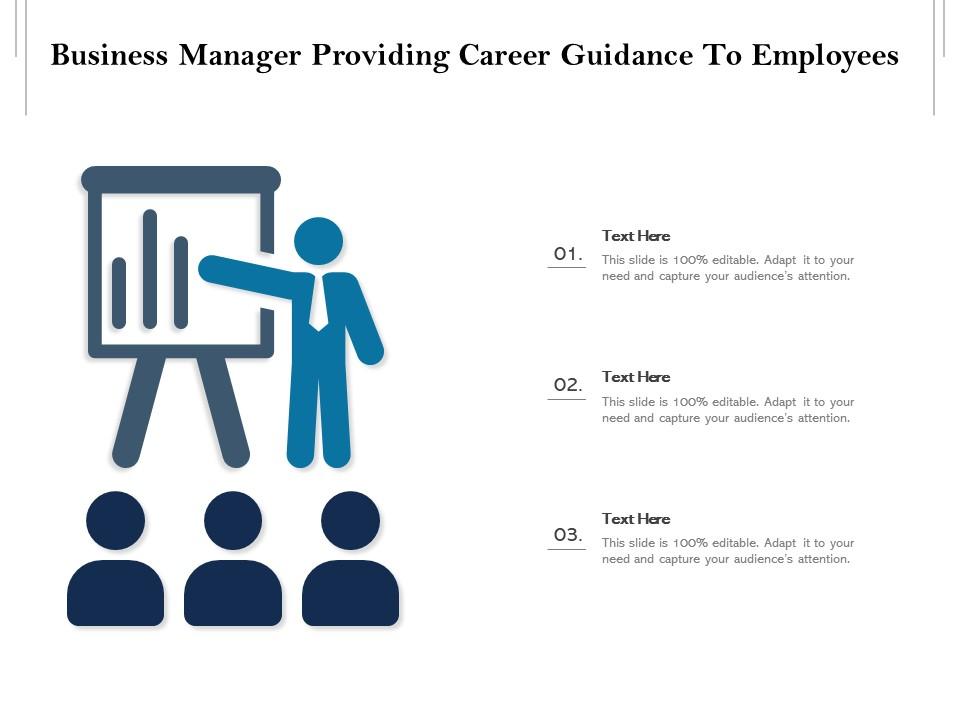 Business manager providing career guidance to employees Slide00