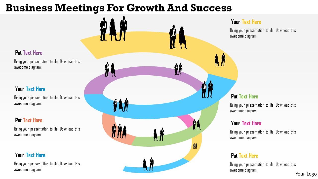 Business meetings for growth and success flat powerpoint design