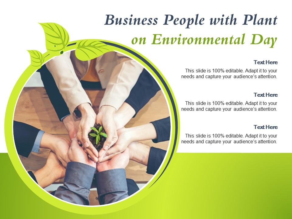 Business people with plant on environmental day Slide01