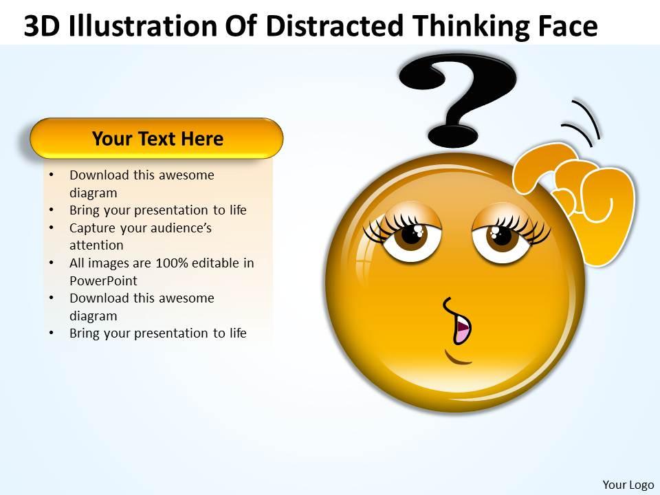 Business powerpoint templates 3d illustration of distracted thinking face sales ppt slides Slide01