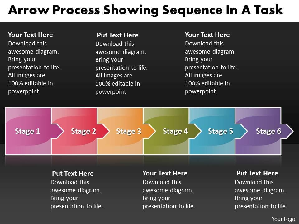 Business powerpoint templates arrow process showing sequence task sales ppt slides Slide01