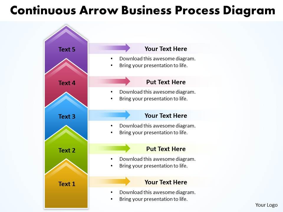 Business powerpoint templates continuous arrow process diagram sales ppt slides 5 stages Slide00